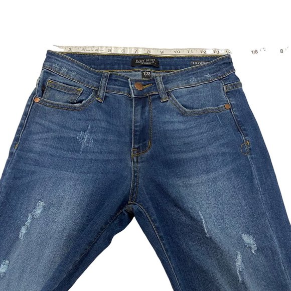 Judy Blue Mid Rise Relaxed‎ Fit Distressed Jeans Size 7 / 28 - Picture 9 of 9